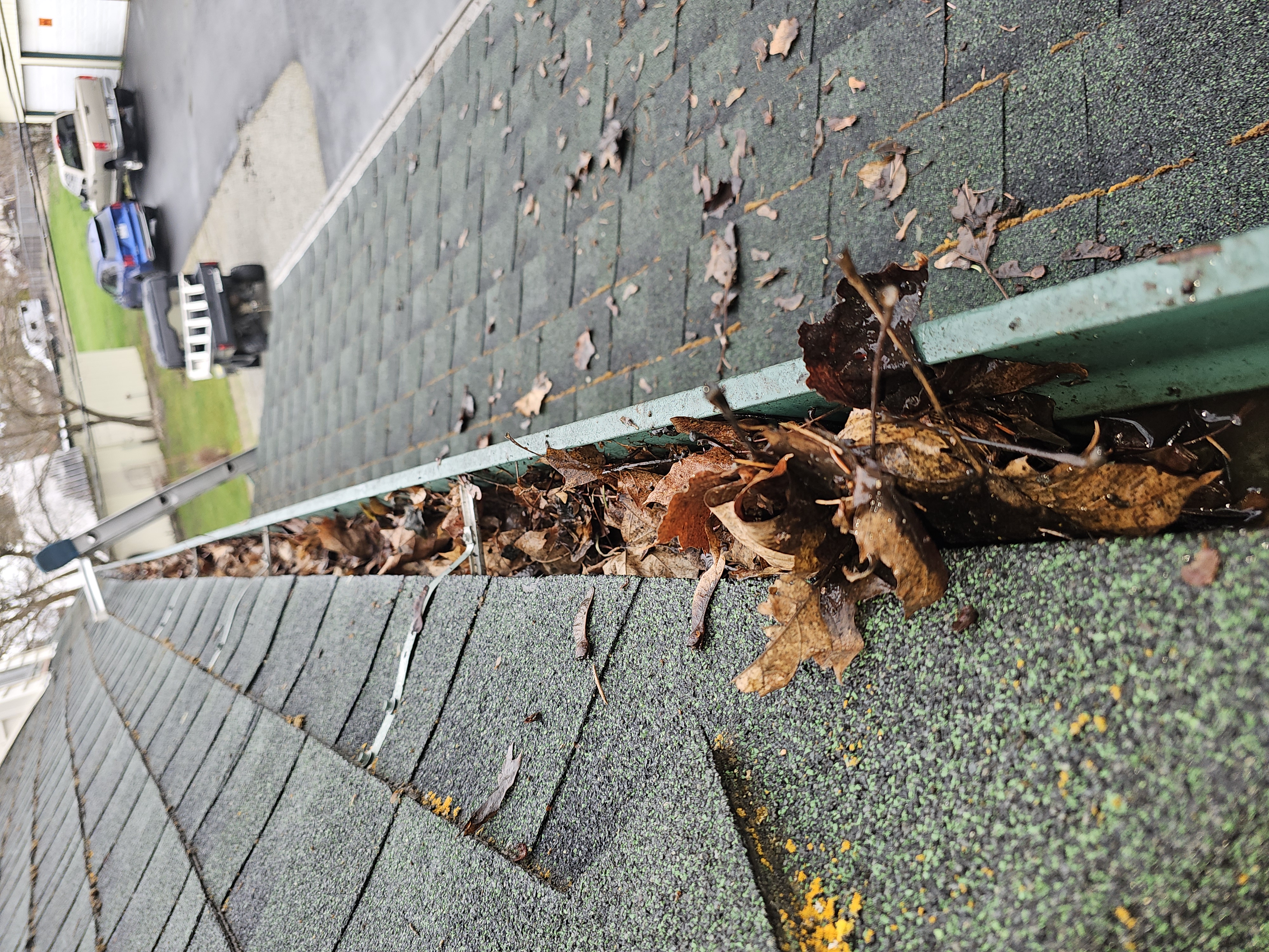 Before: Gutter full of debris